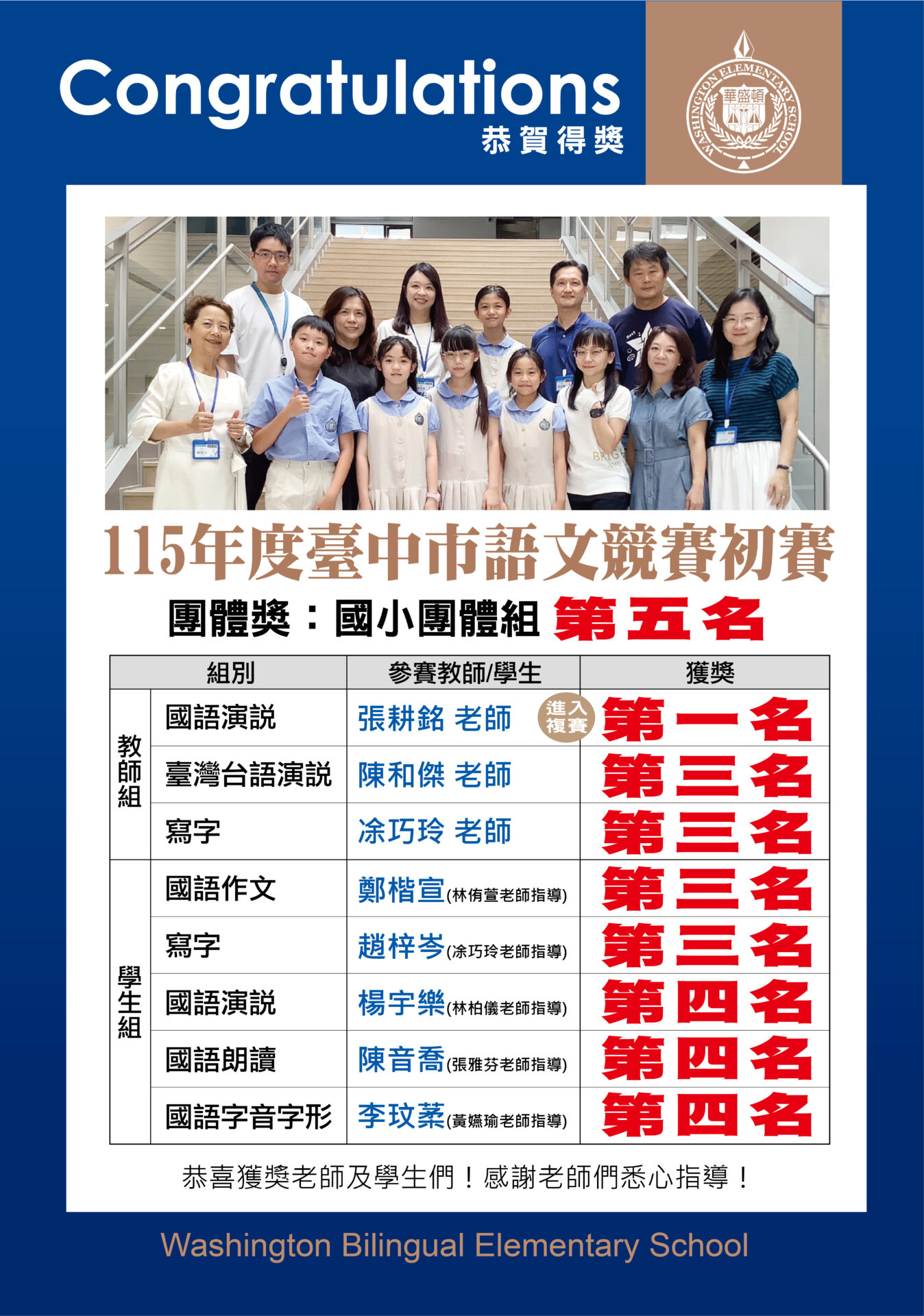 115年度臺中市語文競賽初賽 英文
