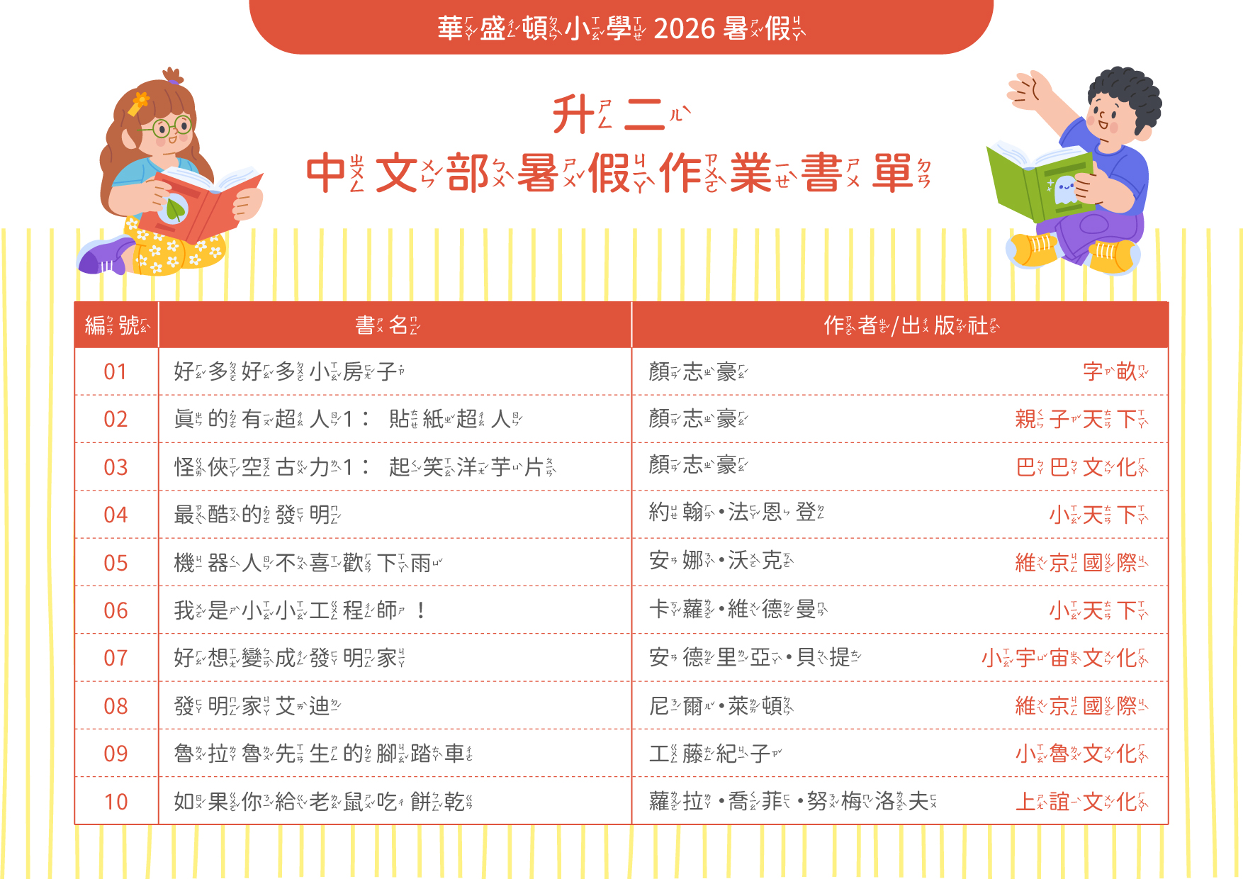 12 2026暑假作業 書單 升二
